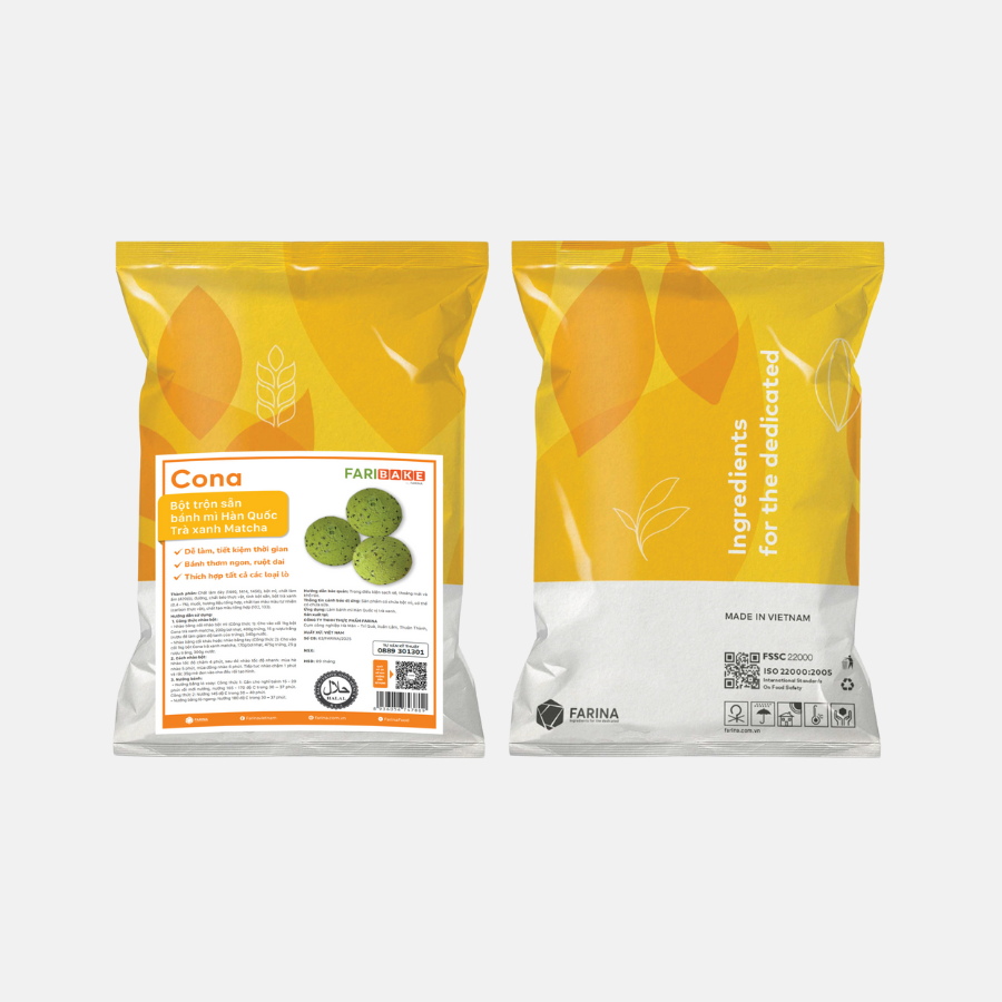 Farina — Cona – Bột Trộn Sẵn Bánh Mì Hàn Quốc Trà Xanh Matcha, FariBake